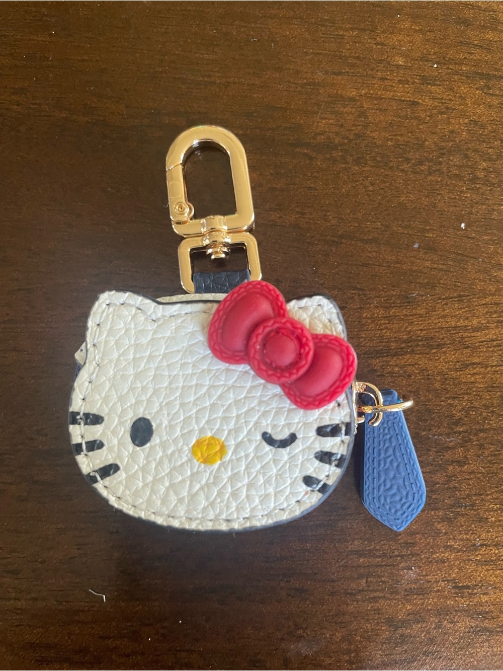 Hello Kitty White Face Keychain Coin Pouch with Red Bow